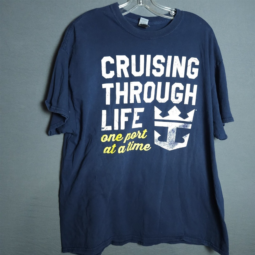 Royal Caribbean Cruising Through Life T-Shirt Mens XL Navy Blue Graphic Tee